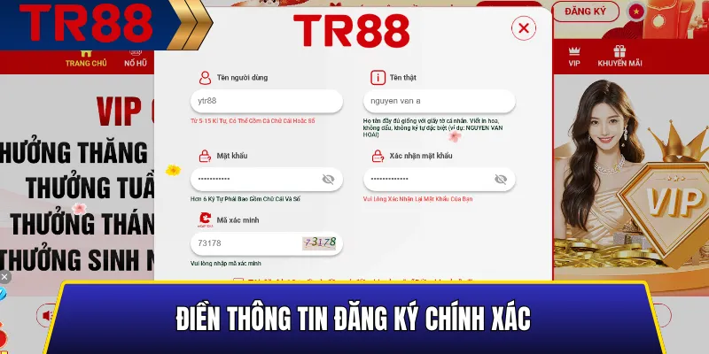 Điền Thông Tin Đăng Ký Chính Xác