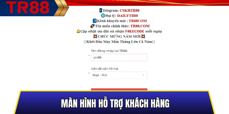 Màn hình hỗ trợ khách hàng