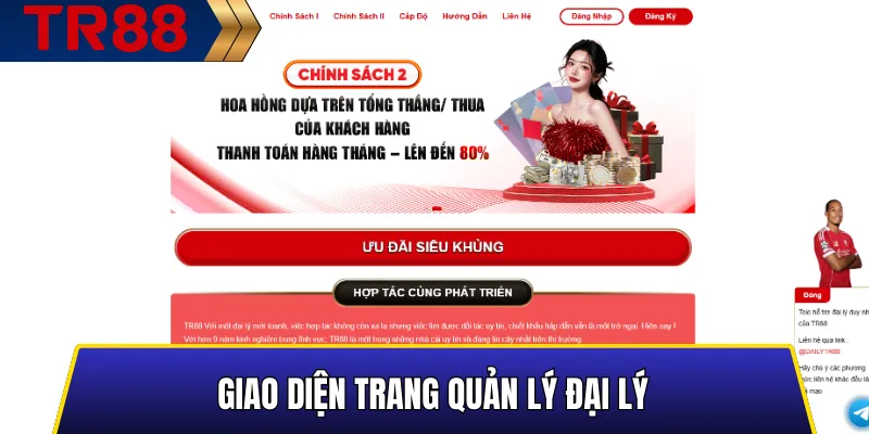 Giao diện trang quản lý đại lý